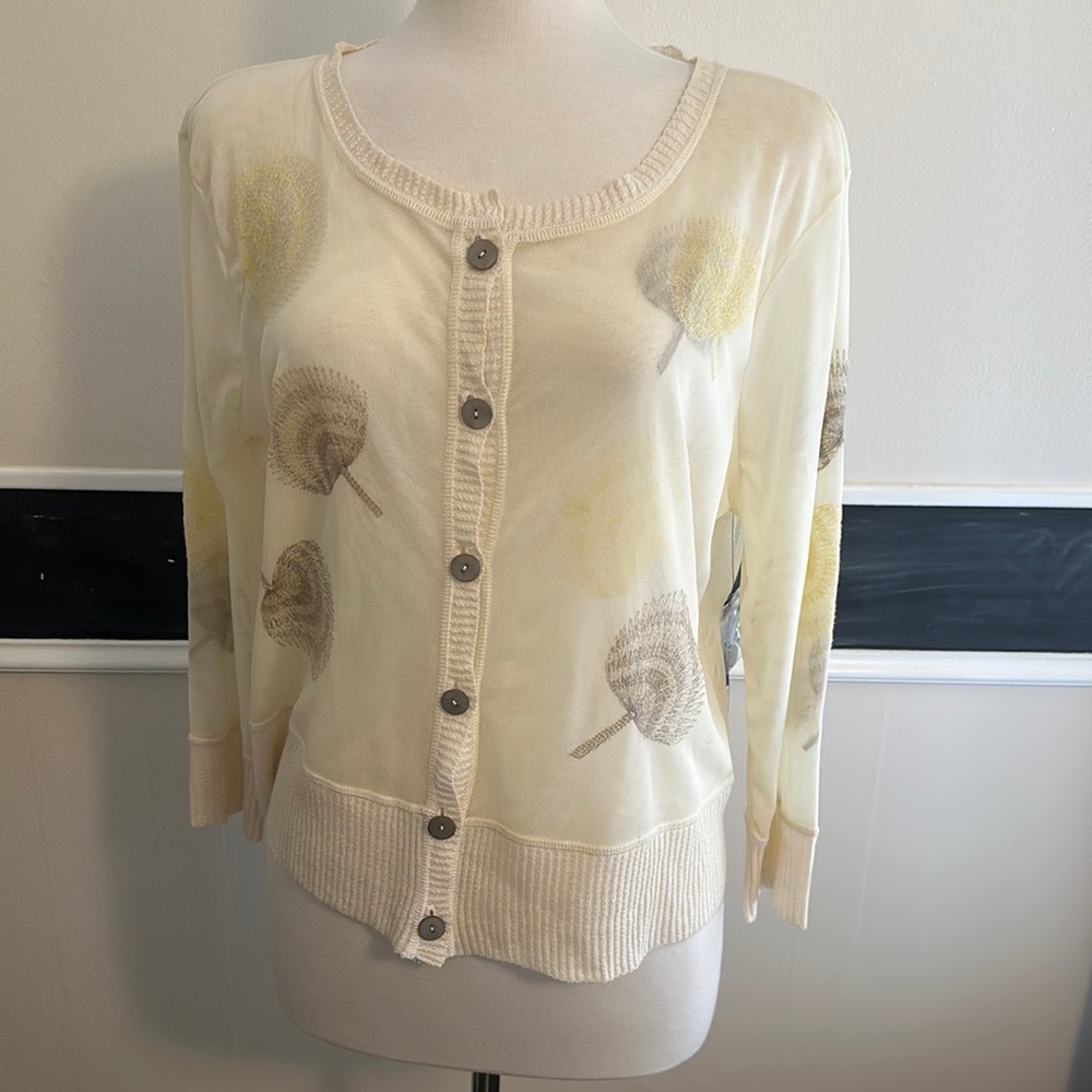 Nick + Zoe very cute sheer cardigan with delicate embroidery.